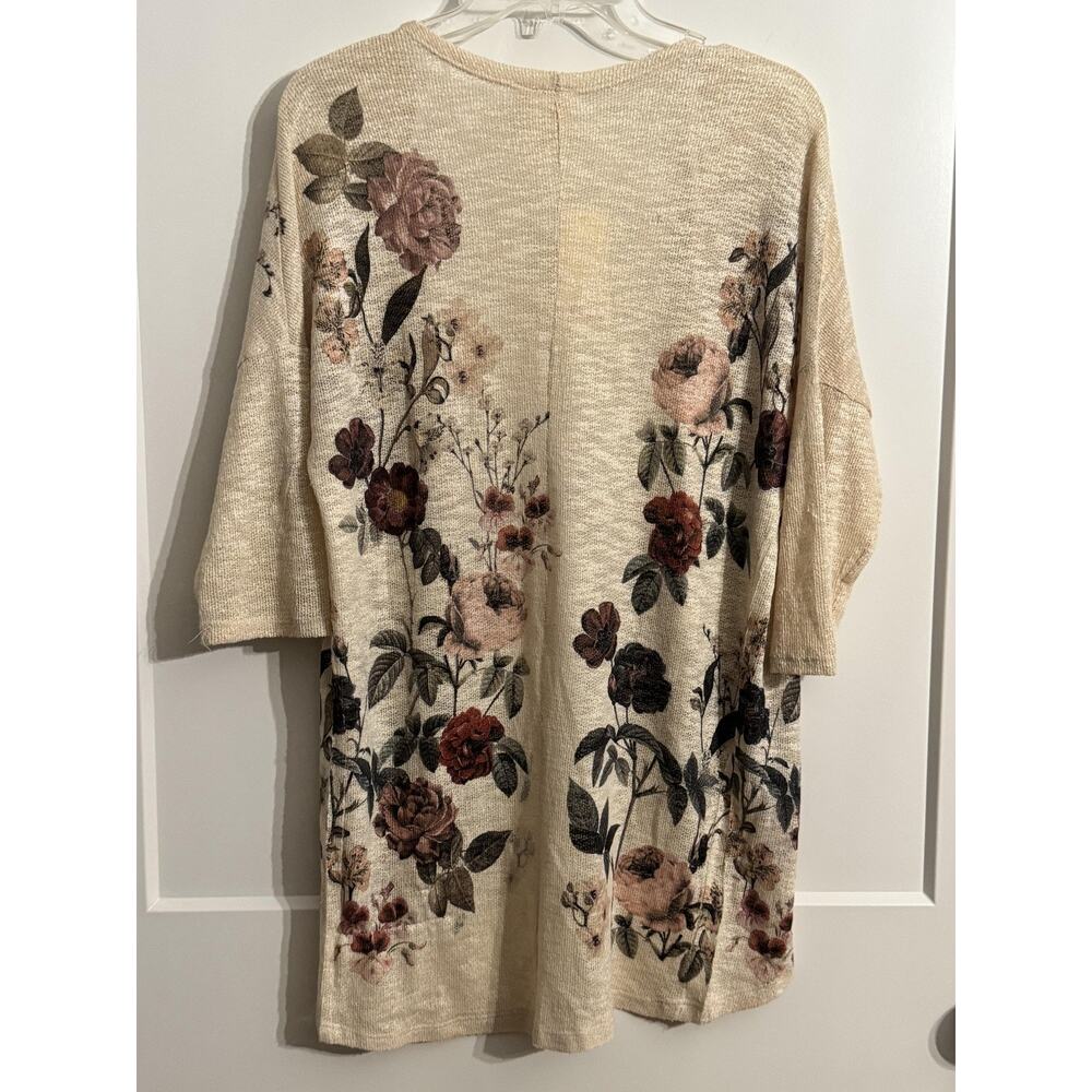 Live In The Moment Cardigan Sz M Floral Lightweight Open Knit Dolman Sleeve Boho - Picture 4 of 6